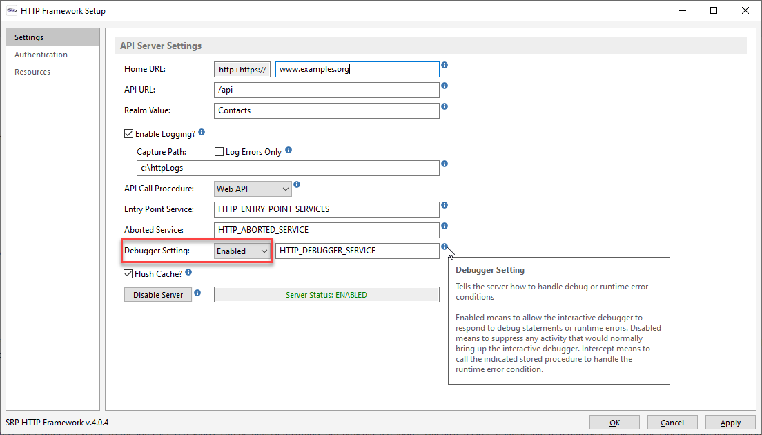 How do I debug my API? - SRP HTTP Framework - SRP Wiki